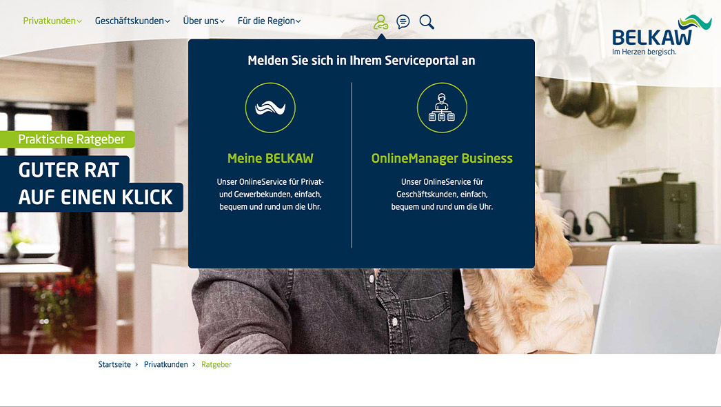 Referenz: Belkaw GmbH, Website Screenshot des Serviceportals